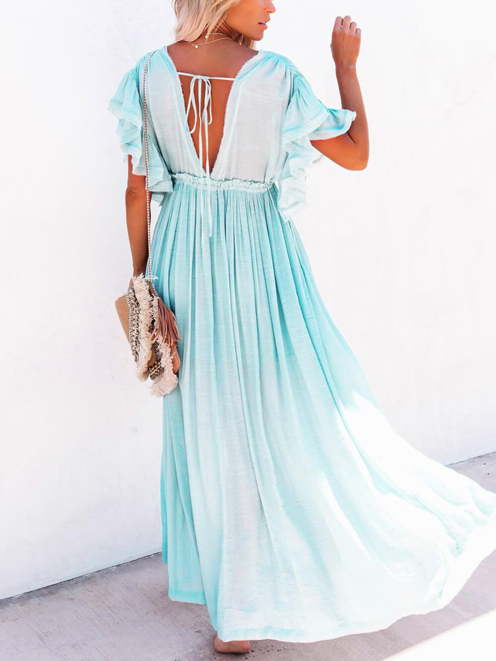 Valenzora | Stylish maxi dress with flutter sleeves for women