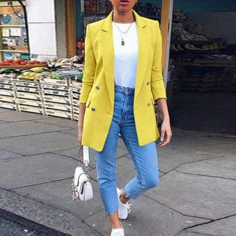 Valenzora | Women's Blazer Elegant Long Blazer with 3/4 Sleeves, Ideal for Business Looks