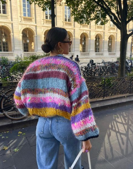 Striped open cardigan