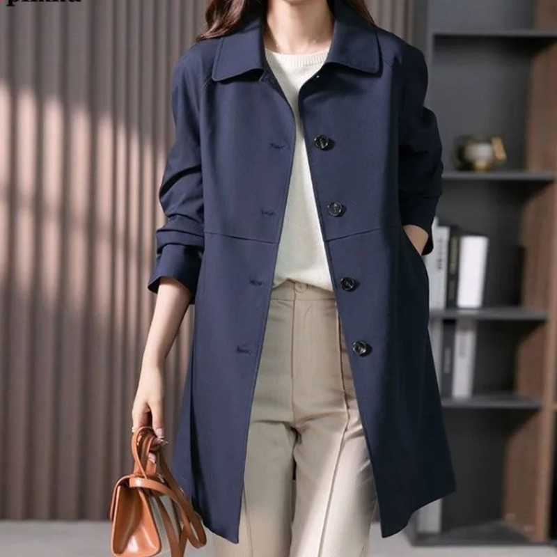 Valenzora | Klassischer Trenchcoat für Damen, einfach gebunden, taillierter Damenmantel