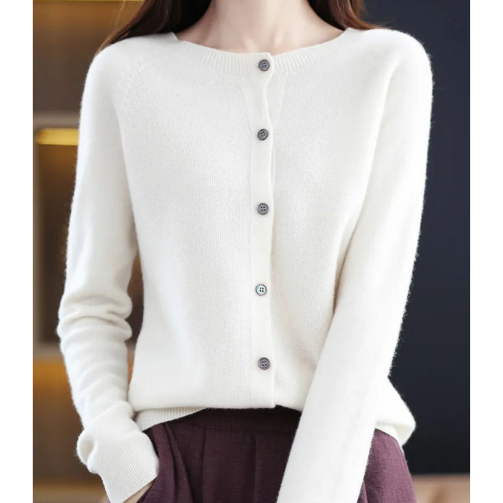 Damen Strickjacke mit Rundhalsausschnitt