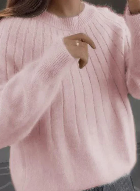 Fluffy cashmere blend knitted sweater