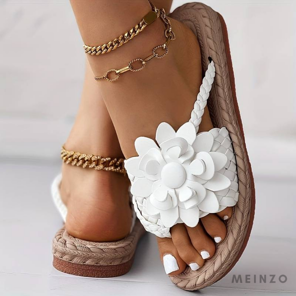 Flip-Flops | Damen-Sandalen mit offener Zehenpartie und eleganten geflochtenen Riemen