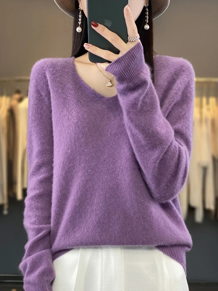Valenzora | Women's Cashmere Pullover, Elegant V-neck, Soft & Comfortable