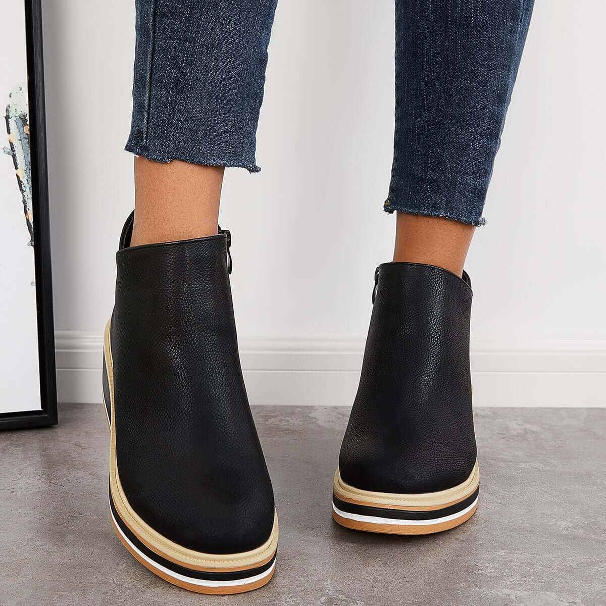 Valenzora – Stylische Stiefeletten mit Reißverschluss und Plateau