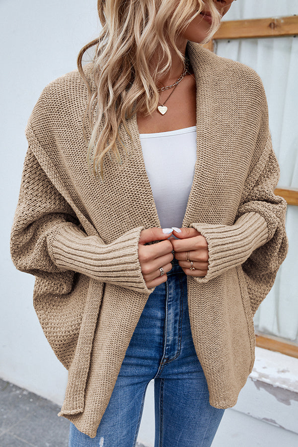Valenzora | Elegant autumn knit cardigan with dolman sleeves for women