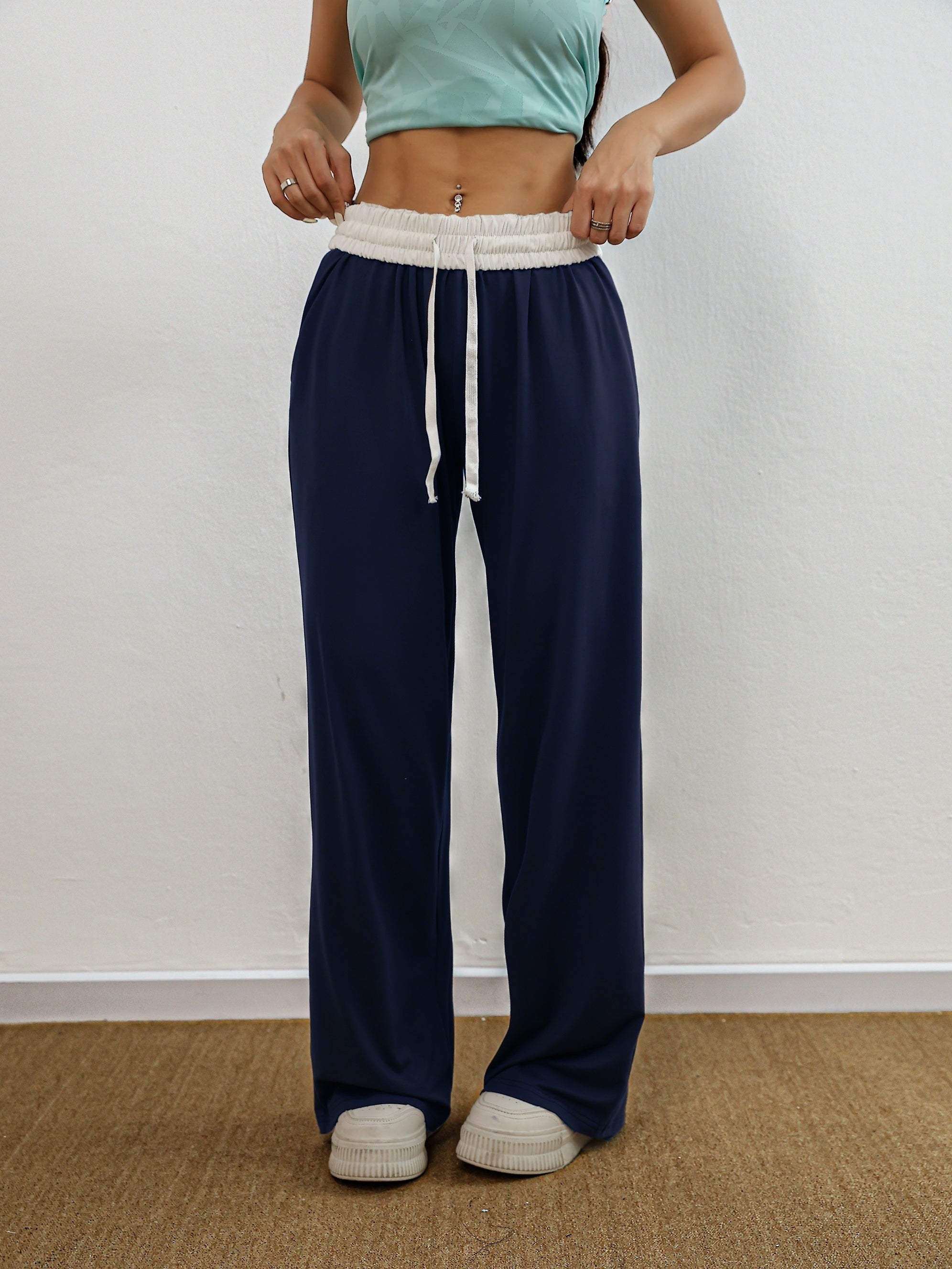 Valenzora | High Stretch Color Combination Tracksuit Bottoms with Pockets
