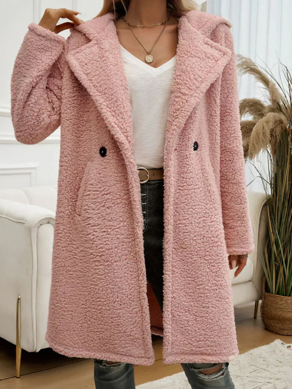 Valenzora | Basic Teddyjacke mit Kapuze Damen