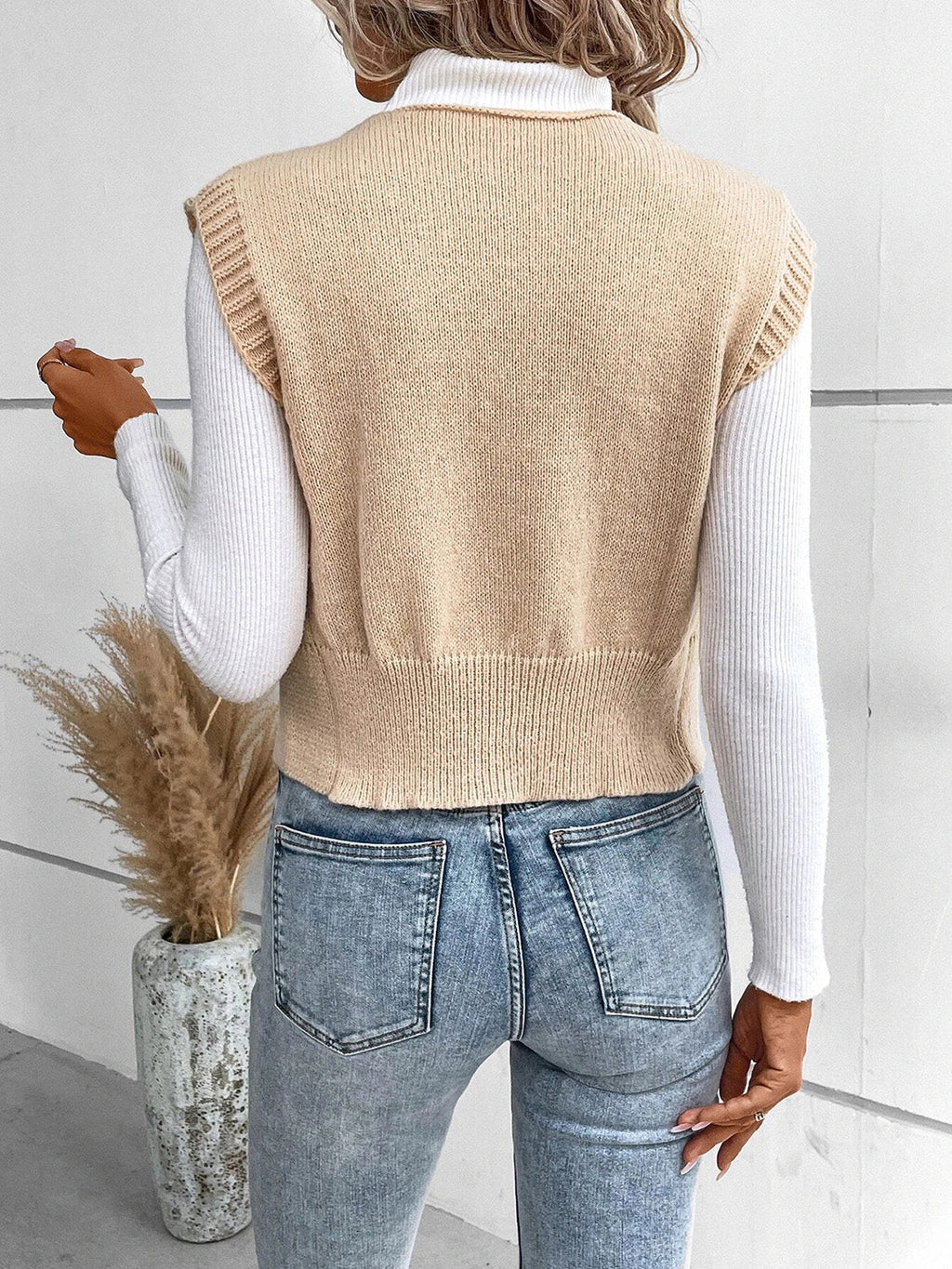 Valenzora | Elegante Herbst Klassische Knopfleiste V-Ausschnitt Strickweste für Damen