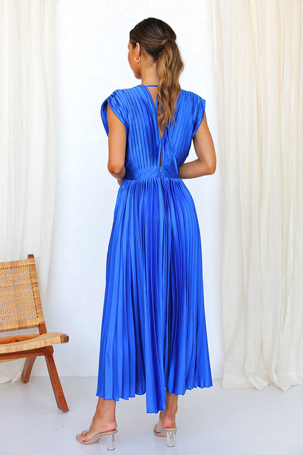 Valenzora | Hello Beautiful Satin Pleated Midi Dress