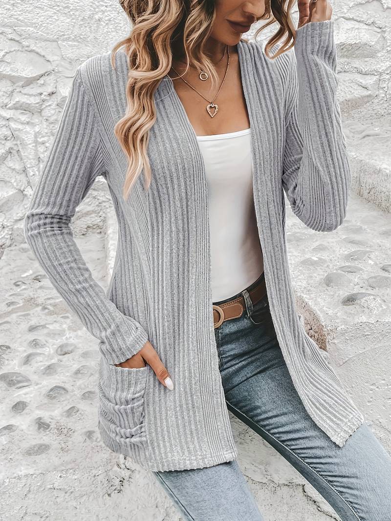 Valenzora | Long-sleeved cardigan with open front and two pockets