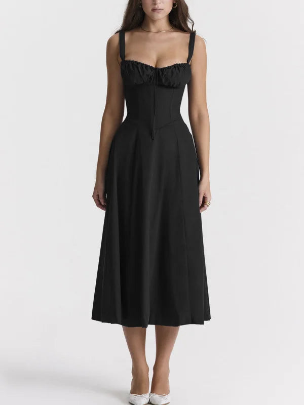 Valenzora - Midi dress with fitted top and flared skirt | Mini dress with spaghetti straps