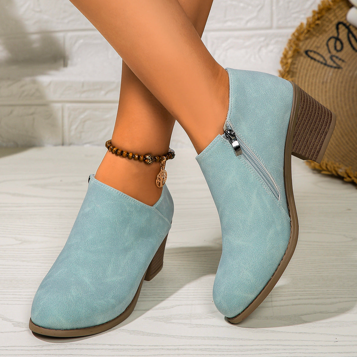 Valenzora | Ankle boots - Women's comfortable boots with block heel and zipper