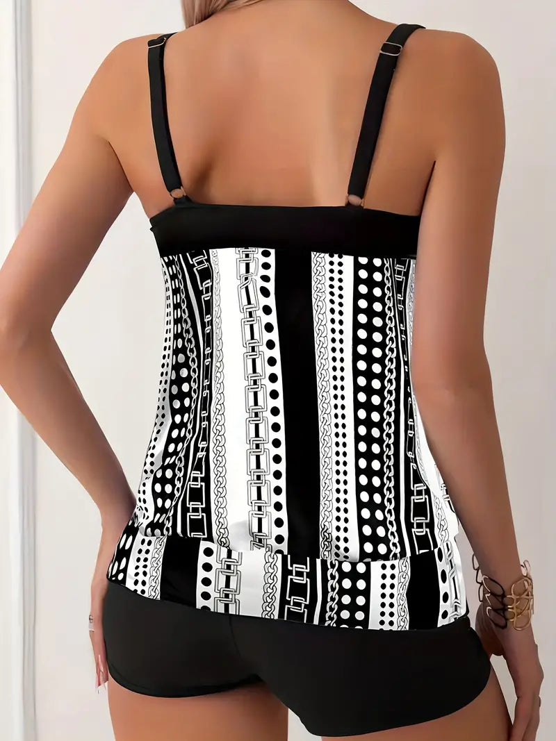 Valenzora | Gestreifter Tankini mit Print