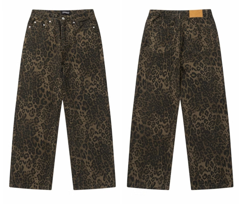 Leopard print jeans