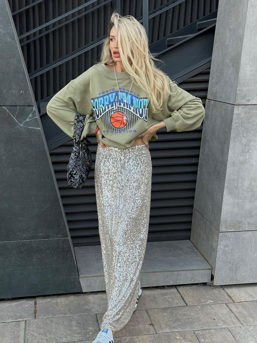 Valenzora | Damen Freizeit Mode Einfacher Paillettenrock