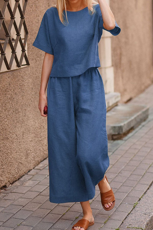 Valenzora | Zweiteiliger Leinen-Anzug in Unifarben mit lässigem Schnitt