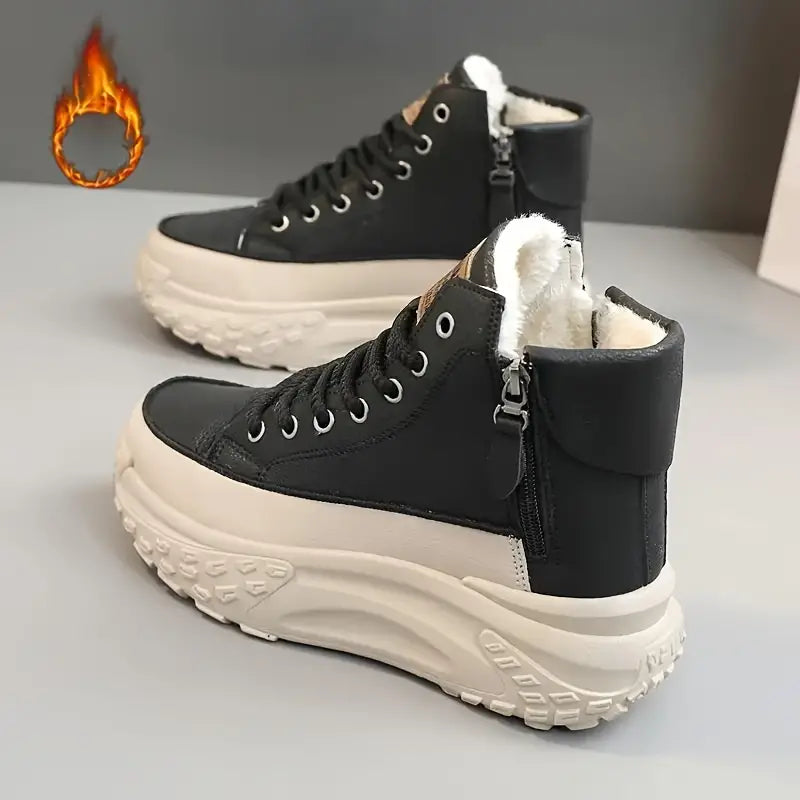 Platform ankle boots with plush lining