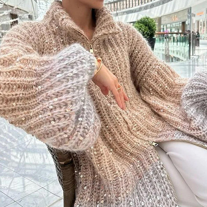 Valenzora | Strickjacke mit Glitzerpailletten
