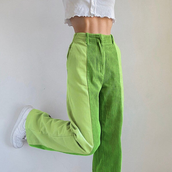 Valenzora | Ribbed High-Waisted Trousers