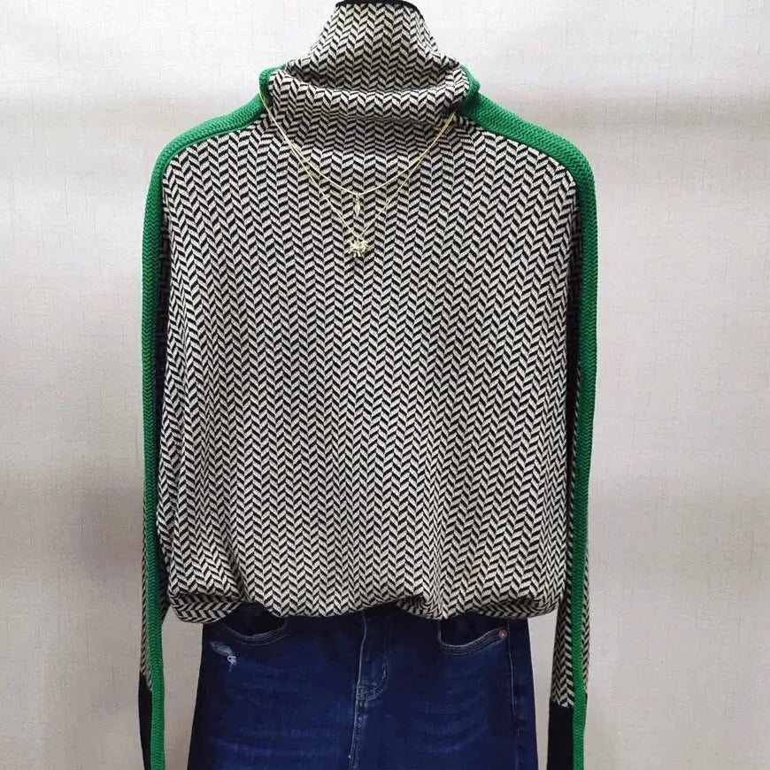 Valenzora Geometric knitted roll neck sweater