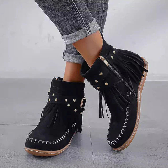 Valenzora | Vintage Warm Boots with Fringes