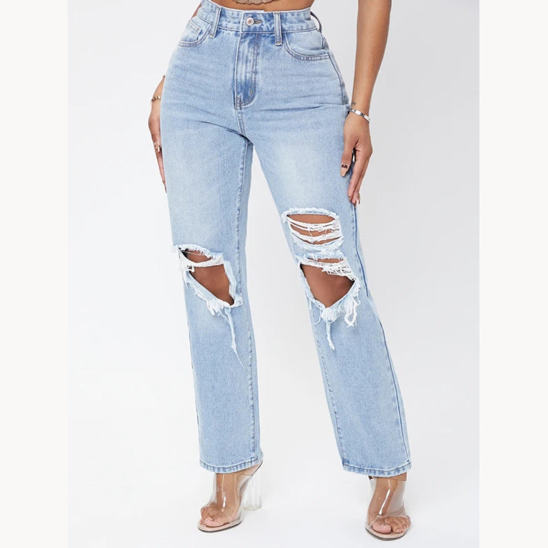 Valenzora women's high-waisted jeans with wash