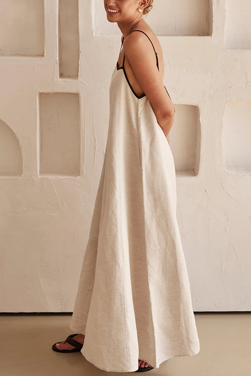 Valenzora | Rosiedress Adjustable Straps Backless Cotton-Linen Maxi Dress