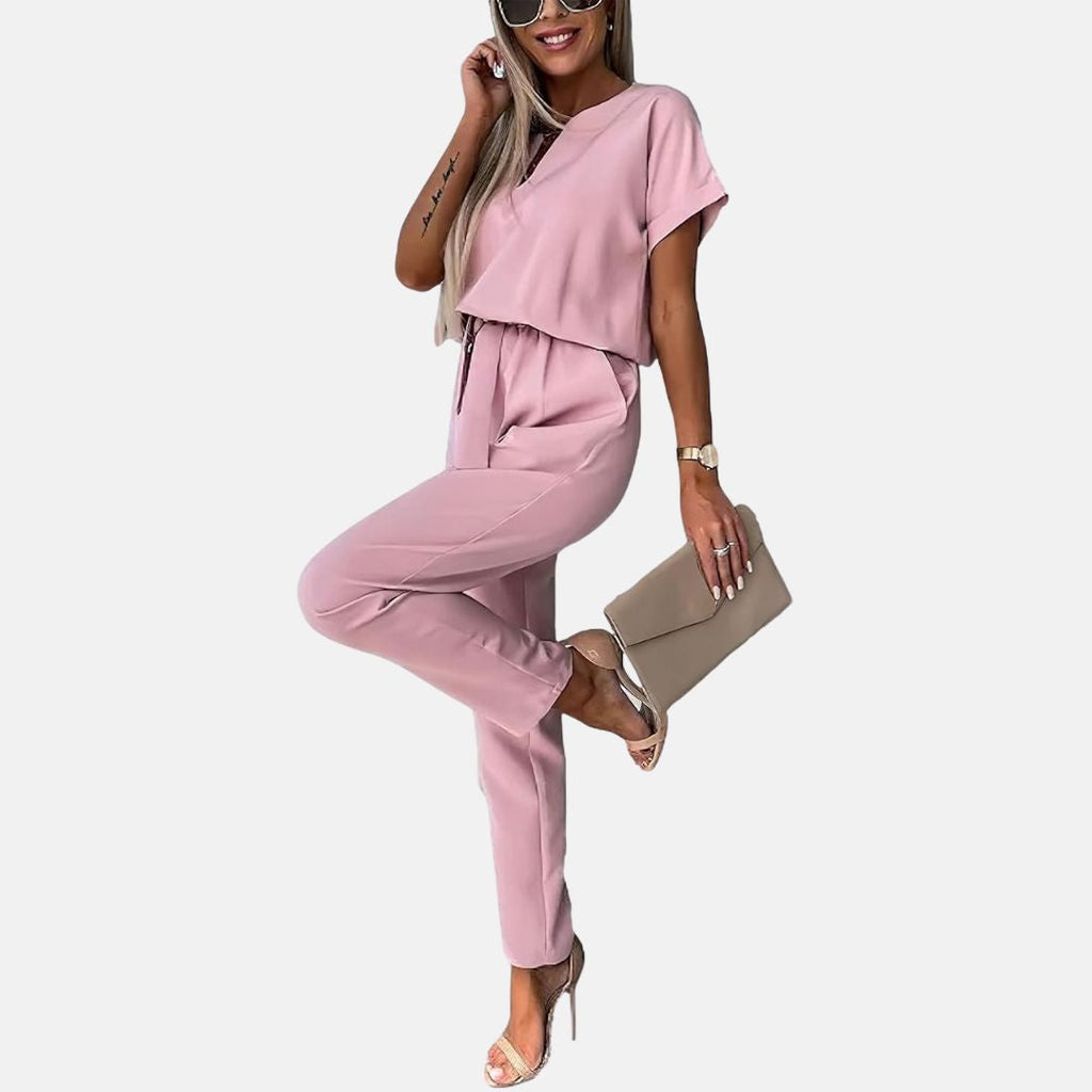 Valenzora | Elegant, festive short-sleeved women's jumpsuit for summer