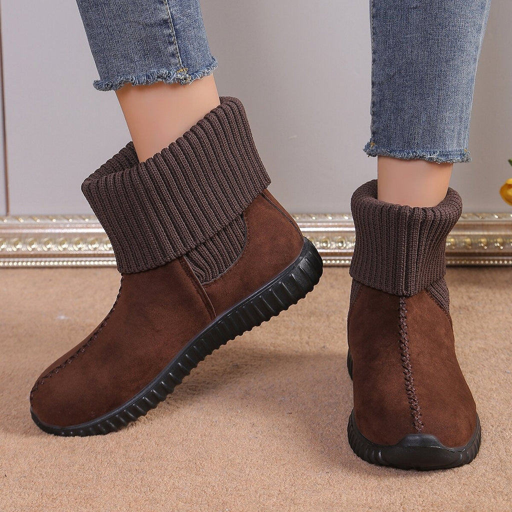 Valenzora | Flache, gestrickte Stiefeletten