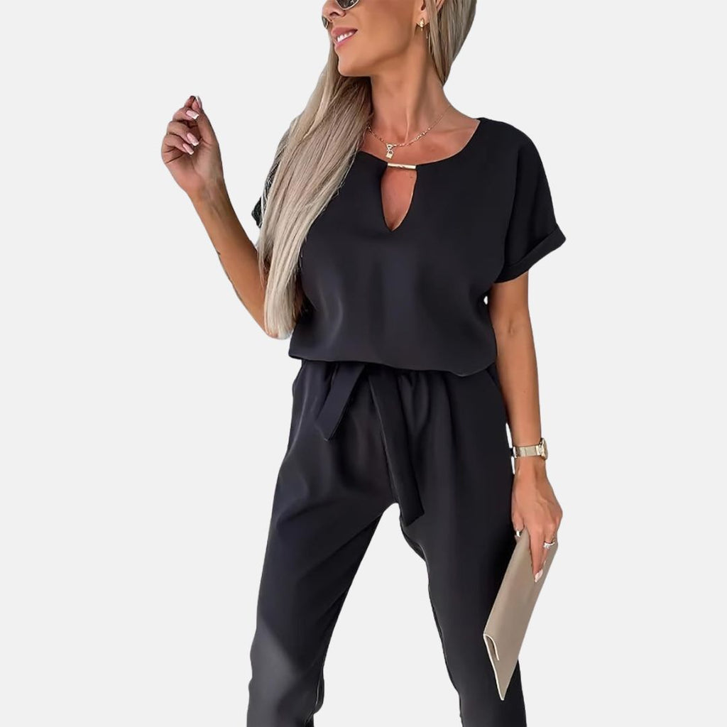 Valenzora | Elegant, festive short-sleeved women's jumpsuit for summer