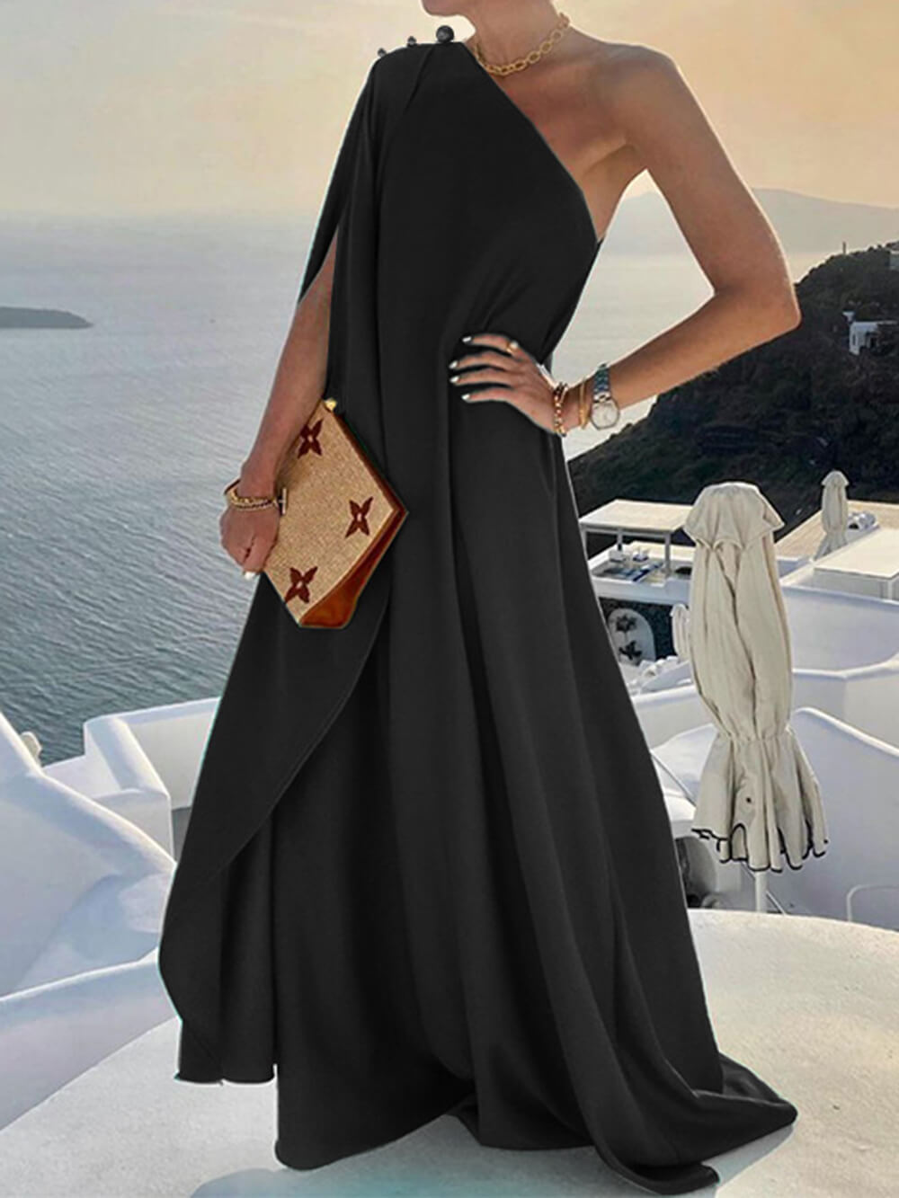 Valenzora | Shoulder Draped Maxi Dress for Women