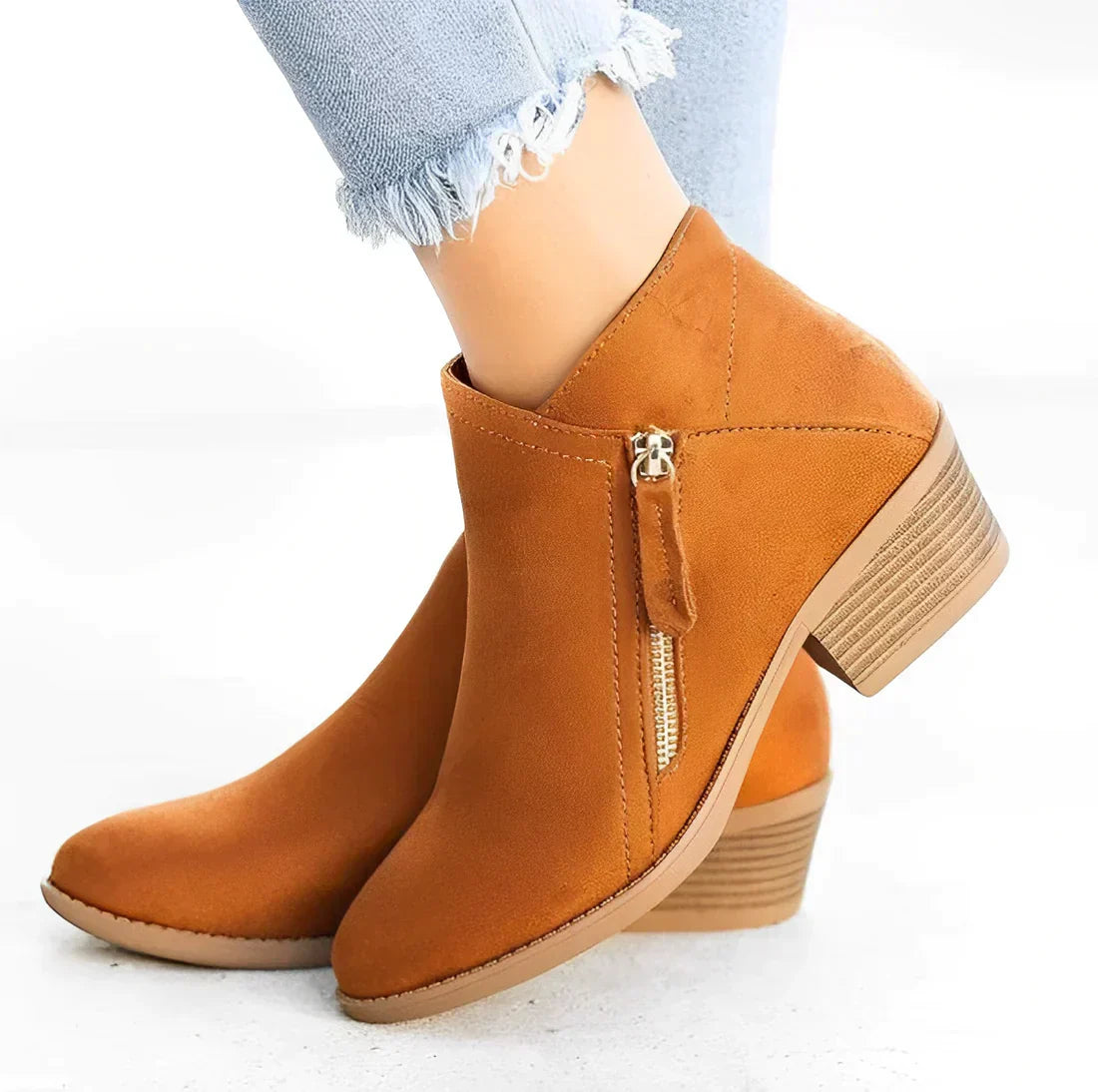Women's ankle boots with high heels and side zipper