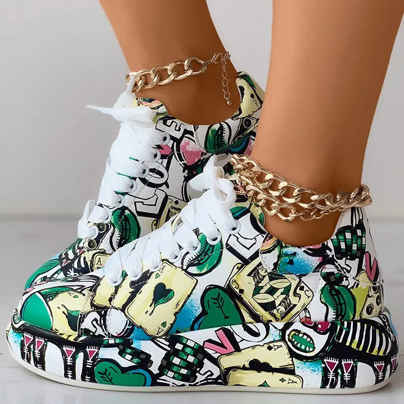 Valenzora | Lässige Sneaker im Graffiti-Stil für Damen
