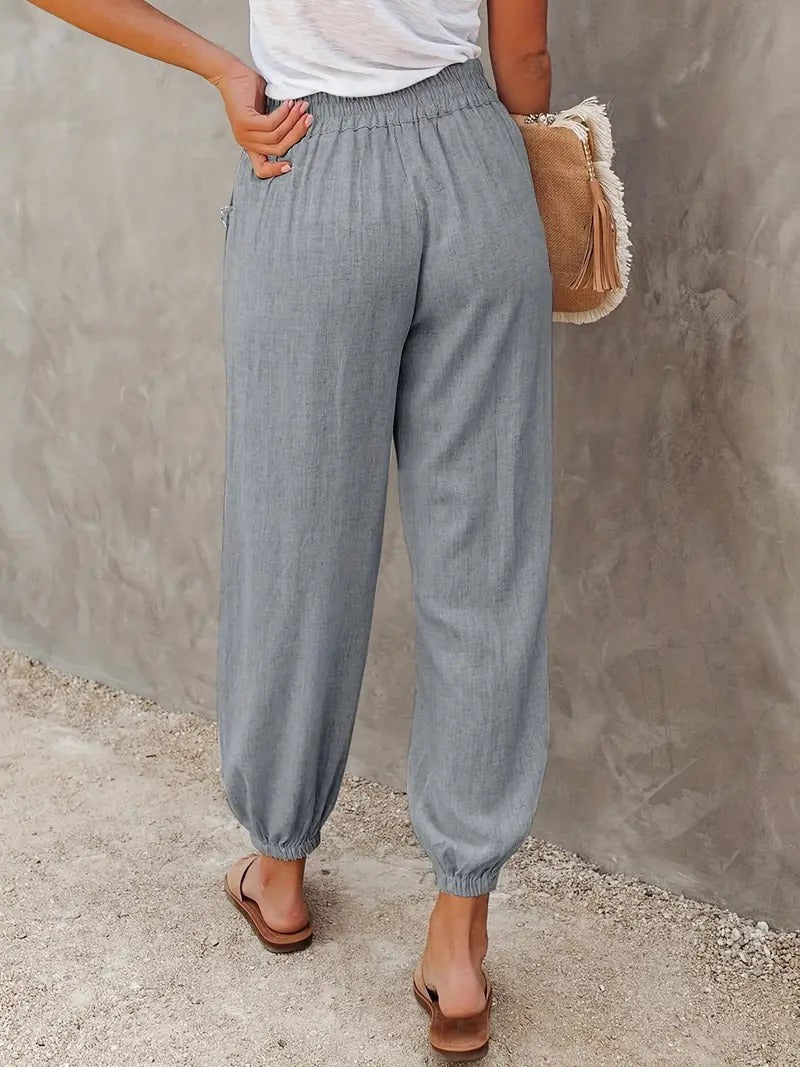Valenzora - High-waisted long trousers