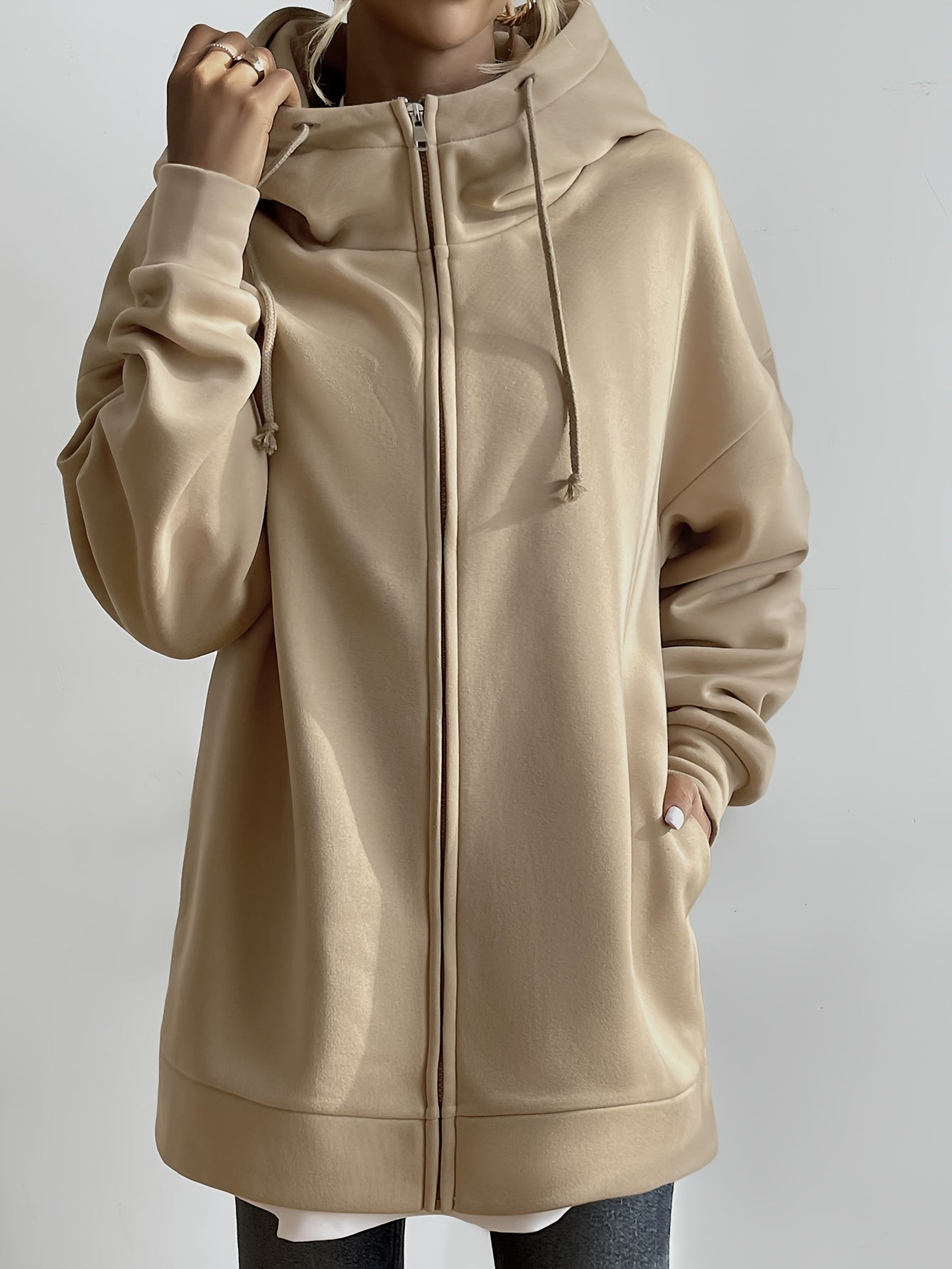 Valenzora | Comfort - Extrem bequemer langer Plüsch-Hoodie mit Reißverschluss und Kapuze für Damen