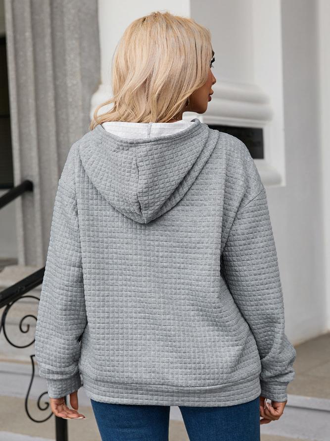 Valenzora | Damen Waffelstrick-Kapuzenpullover – Lässiger Oversize-Pullover