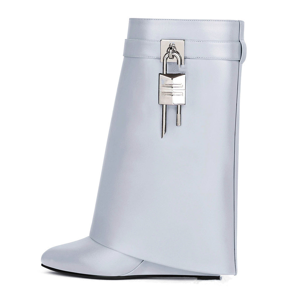 Valenzora | Damen-Mode Stiefel mit abgeschrägtem Absatz, runder Spitze, Obermaterial Leder, hoher Absatz, Reißverschluss, kurze Stiefel