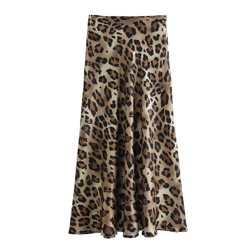 Valenzora | Leopard print satin skirt