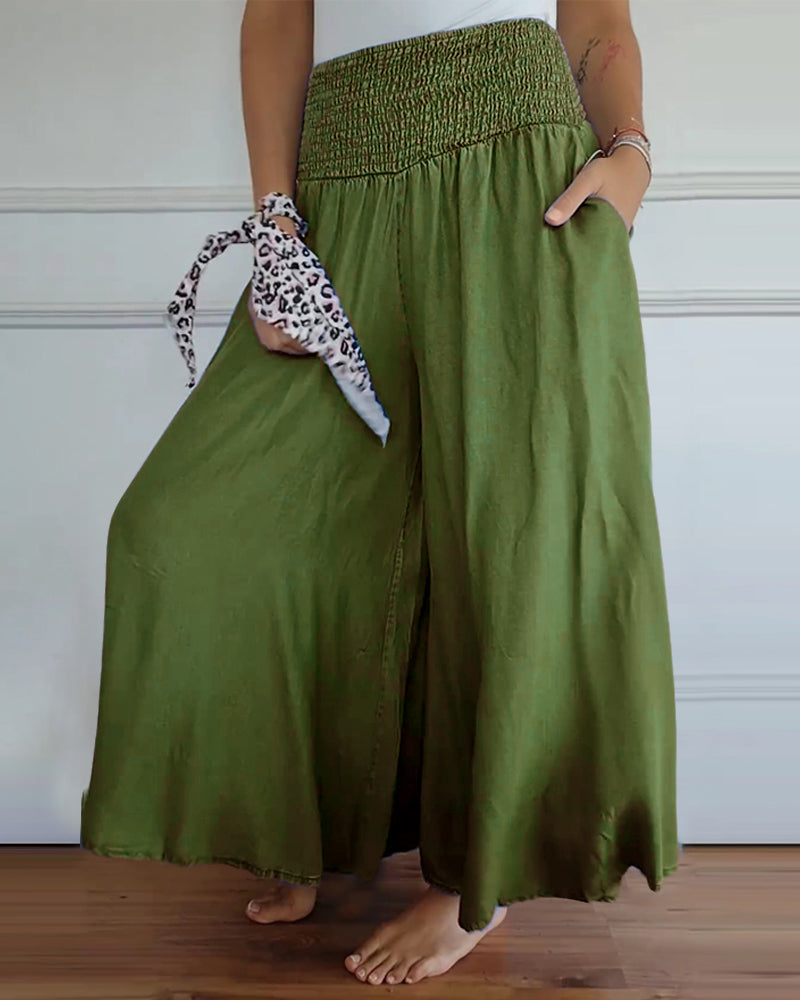 Valenzora | Trousers with elasticated waistband and wide legs