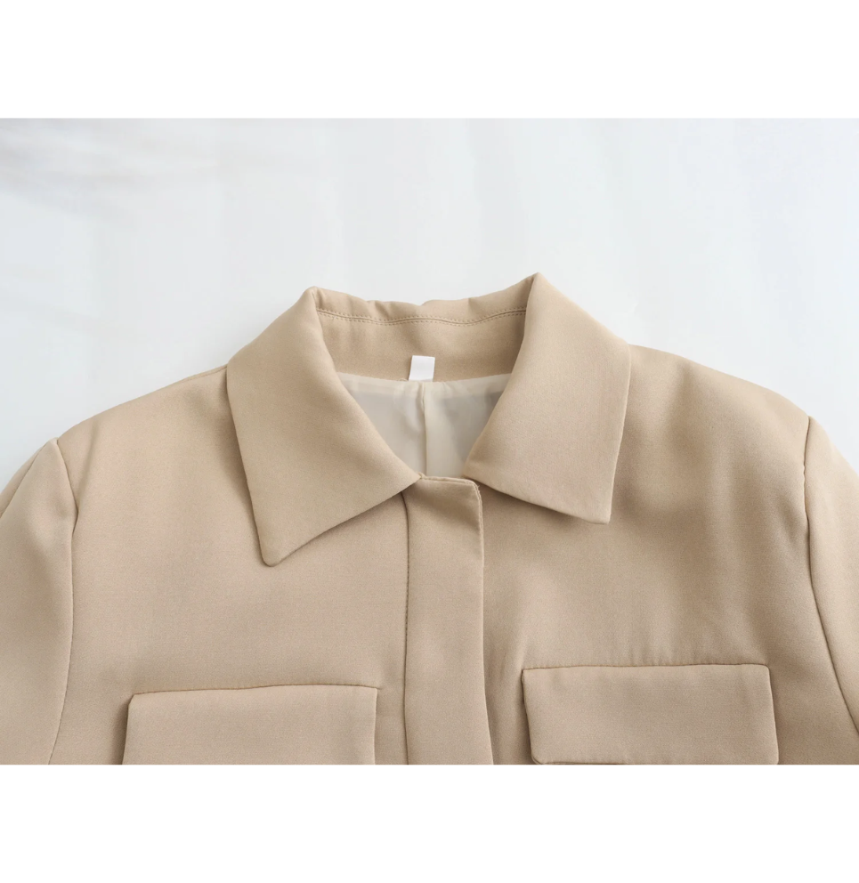 Valenzora | Women's Bomber Jacket Short Jacket with Four Front Pockets and Minimalist Design