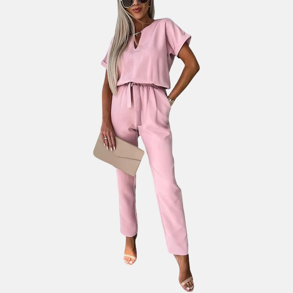 Valenzora | Elegant, festive short-sleeved women's jumpsuit for summer