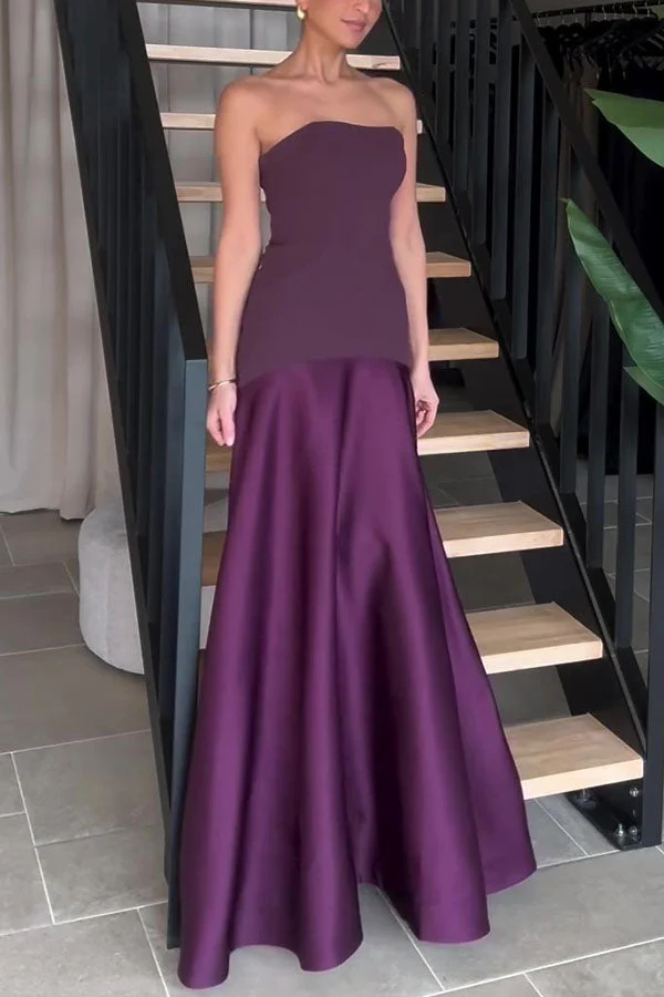 Satin-Trägerkleid mit ausgestelltem Rock