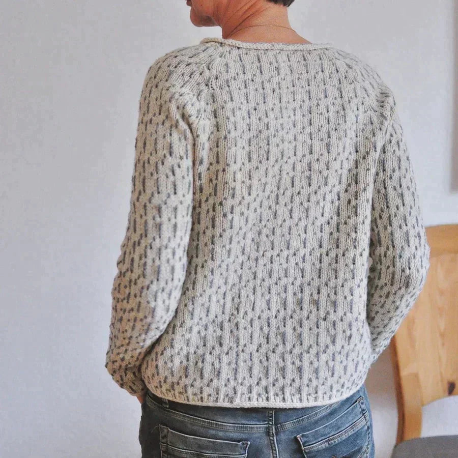 Elegant grey boat-neck sweater