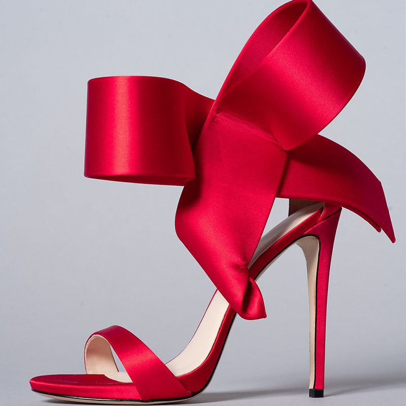 Valenzora | Summer Plus Size Bow Ankle Strap High Heel Sandals for Women