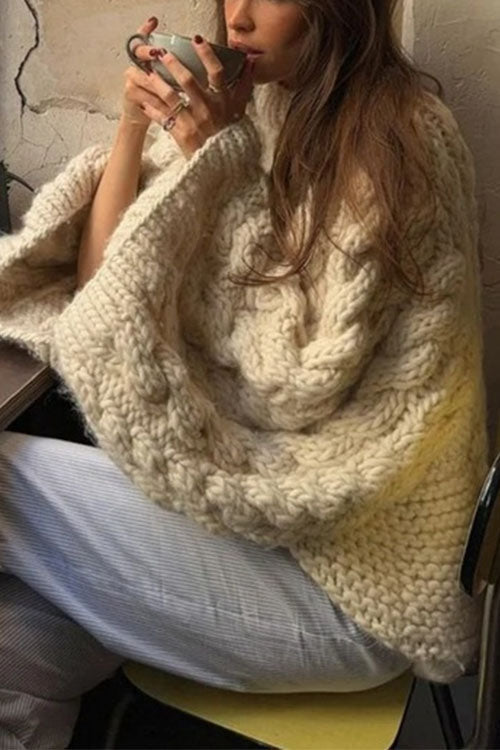 Valenzora | Rosiedress Round Neck Oversized Cable Knit Sweater