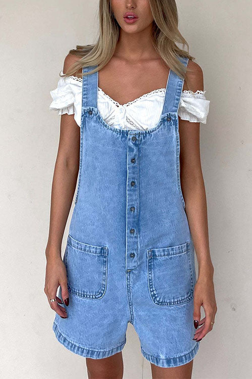 Valenzora | Rosiedress Button Closure With Pockets Denim Jumpsuit