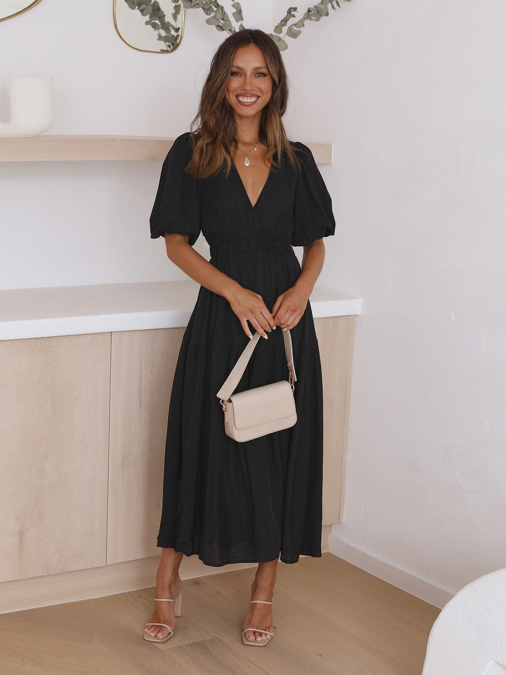 Valenzora | Dress with puff sleeves for women