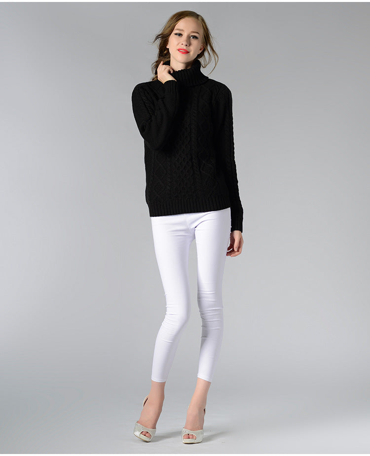 Celina™ - Women's long-sleeved roll-neck sweater with cable knit