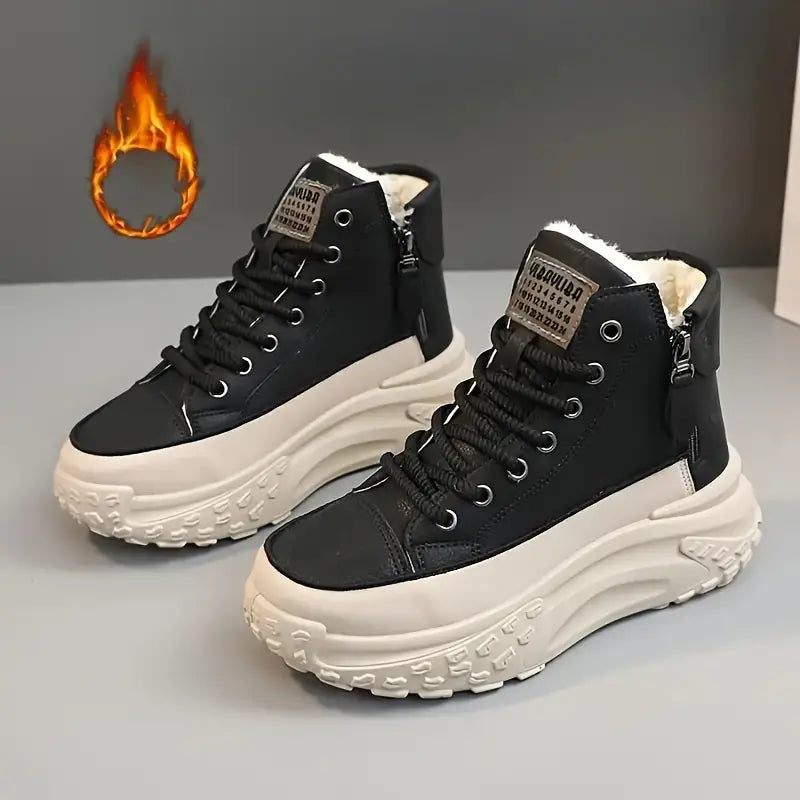 Platform ankle boots with plush lining